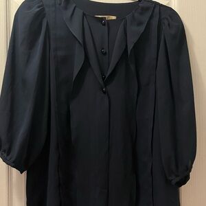 RW&CO. Dark Navy Puff-Sleeve Blouse
